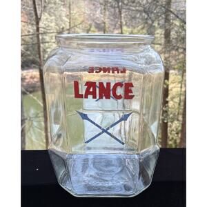 Rare Huge Vtg 1950’s Lance 11” Glass Crackers Octagon Shaped Store Jar Heavy!